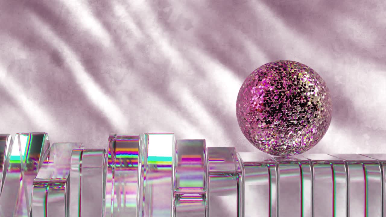 추상적인 3d 렌더링 디스코 공과 유리 모양