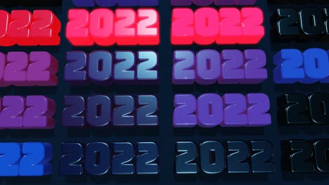 new year garland of numbers 2022 on plane. 4k new year's christmas composition with numbers 2022. neon light festive mood. bright christmas background. looped animation. red blue purple colors