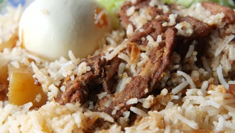 close-up of biriyani