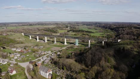 large railway bridge over the valley in lithuania