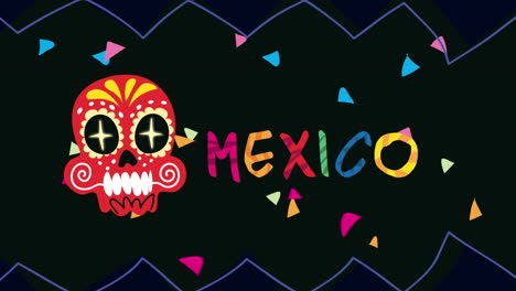 colorful sugar skull design with mexico text