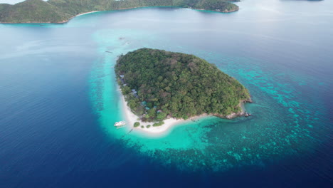 Banana-Island-in-Palawan,-Philippines,-seen-from-above-in-this-aerial-footage