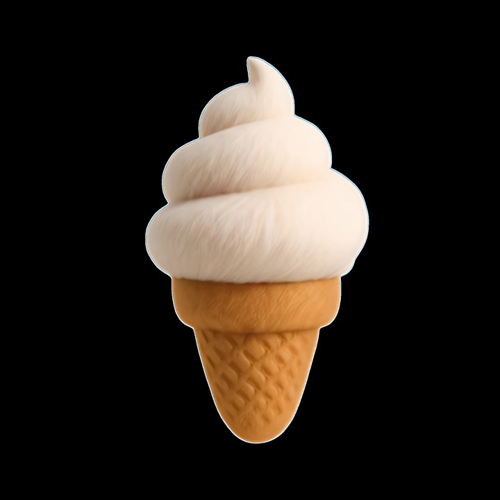 Render 3D di cono gelato soft rotante