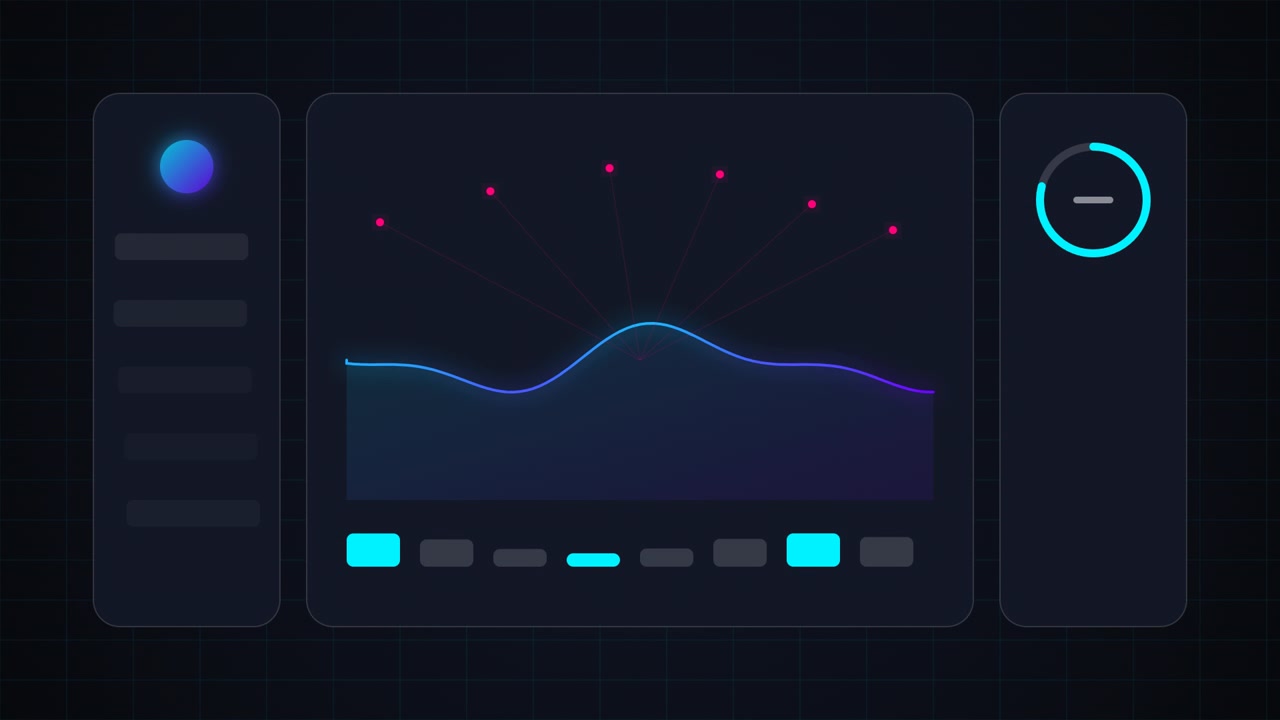 Digital Data Visualization Interface with Animated Waveform