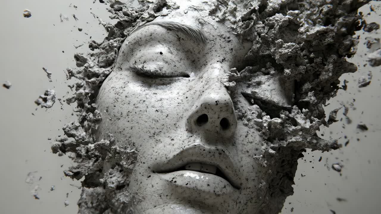 Abstract Face of a Woman in Disintegration
