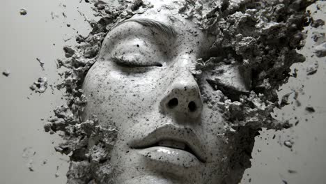abstract face of a woman in disintegration