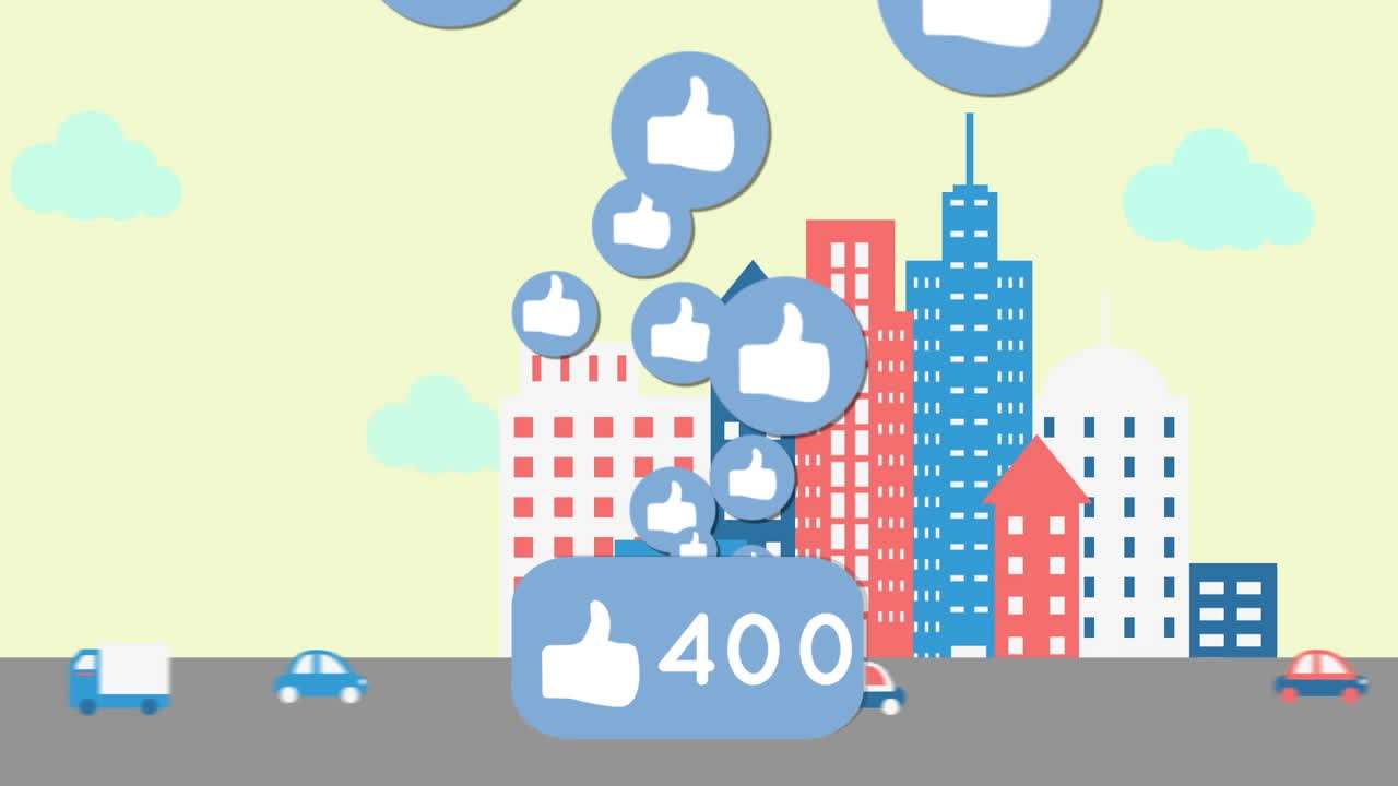 높은 건물에 대항하는 도로에서 차량의 증가 숫자와 같은 아이콘