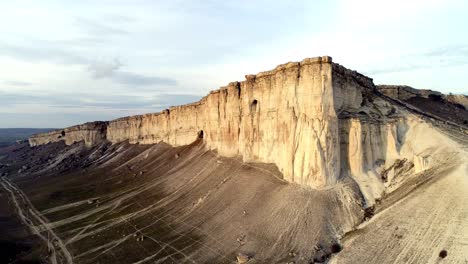 aerial view of a dramatic white cliff formation