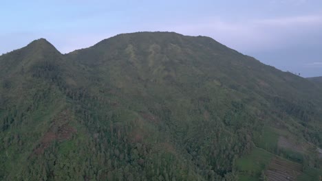 Luftaufnahme-Einer-Grünen-Berglandschaft-Mit-Wald-Am-Hang