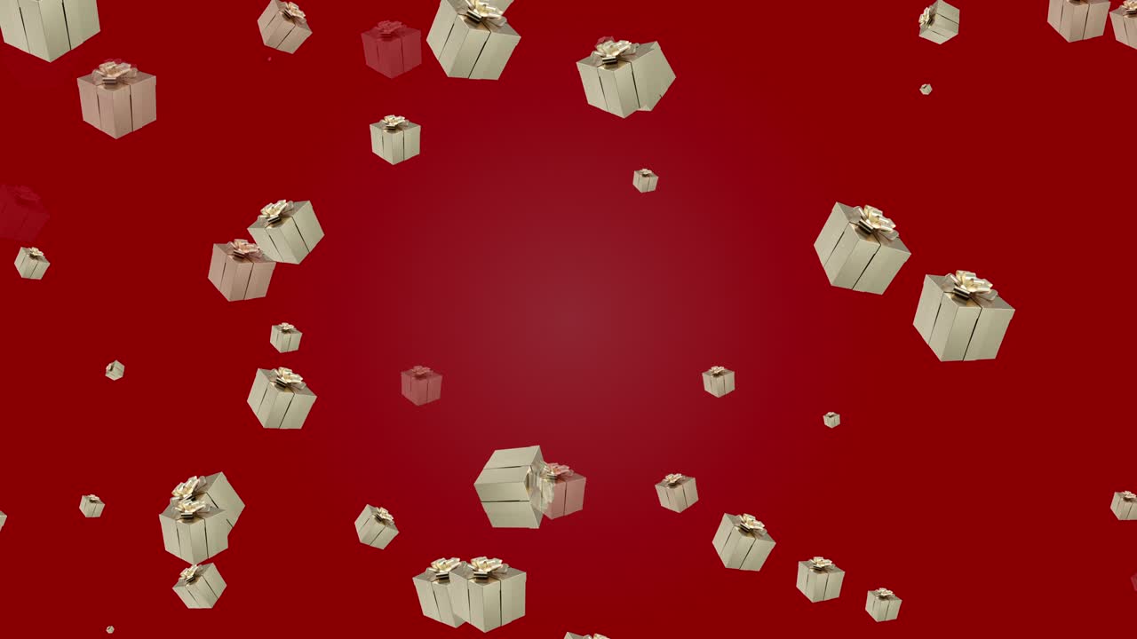 은 배경에 4k 추상 loopable 비행 금색 선물 상자
