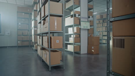 warehouse storage with cardboard boxes