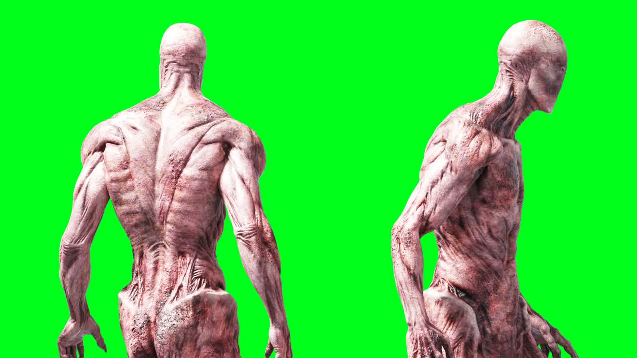 무서운 괴물 애니메이션, 물리적, 모션, 흐릿한, 현실적인 4k 애니메이션, 그린 스크린