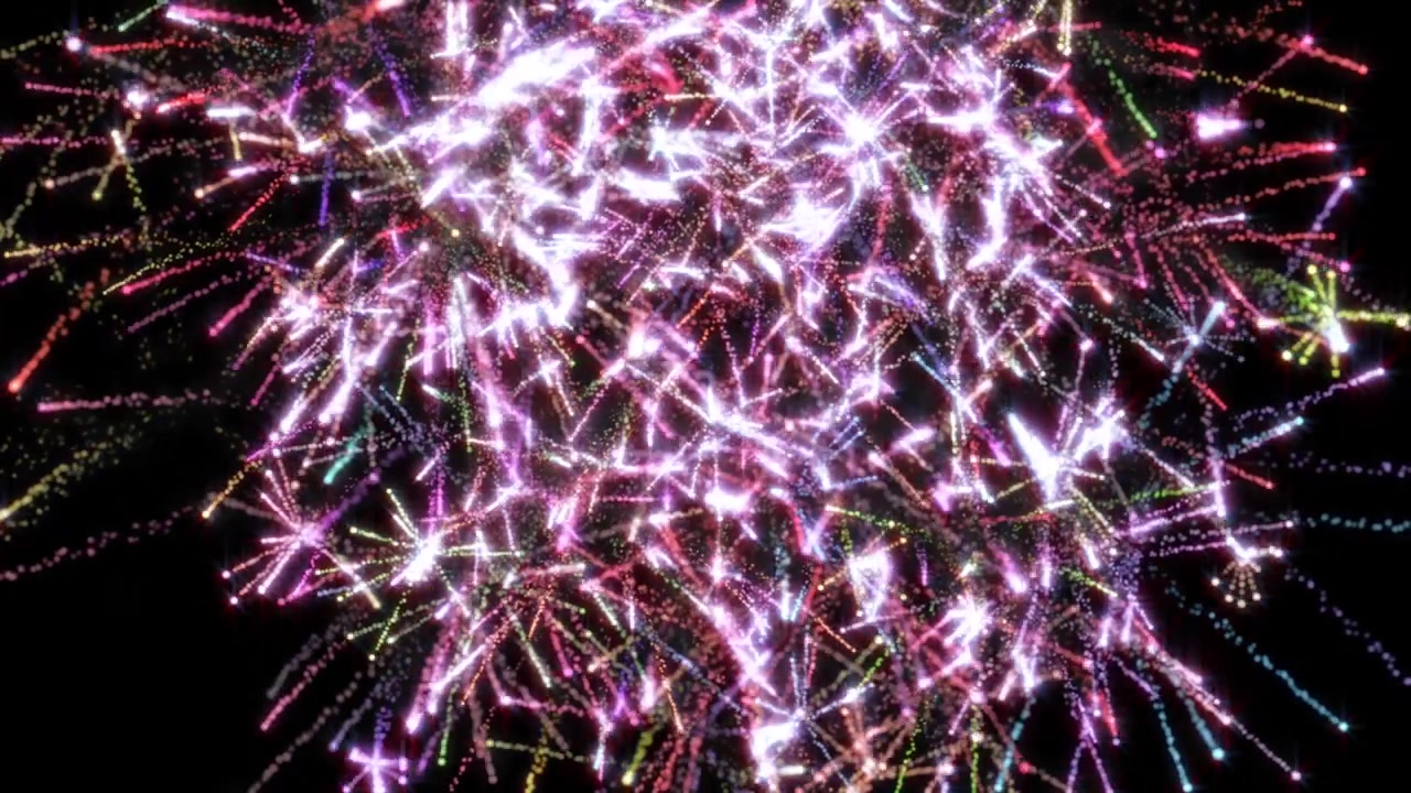 Double Fireworks Explosions filling whole screen