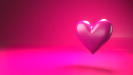 pulsing pink heart shape object on pink text space.