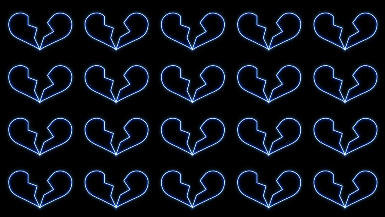 반복되는 네온 브레이킹 하트 애니메이션 루프