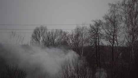 fire in the courtyard of a private house. aerial shooting