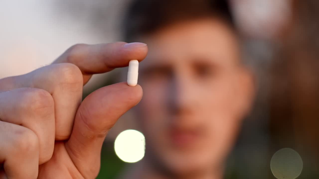 Addetto ambientale che tiene in mano un piccolo oggetto per ispezionarlo mentre controlla la contaminazione all'aperto