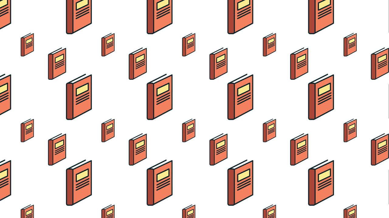 Animation of school items icons moving on white background