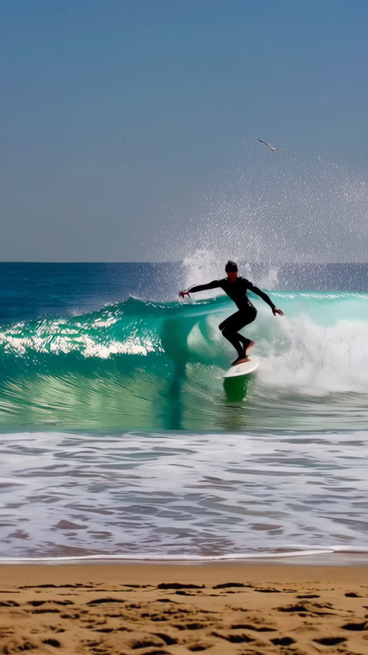 Surfista che cavalca un'onda