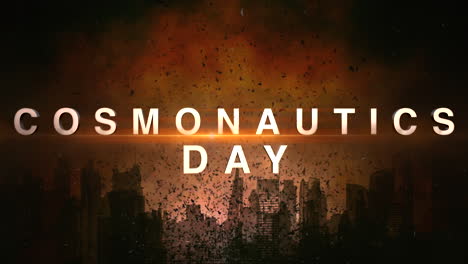 Cosmonautics-Day-with-dark-city-and-fly-garbage-in-night-time