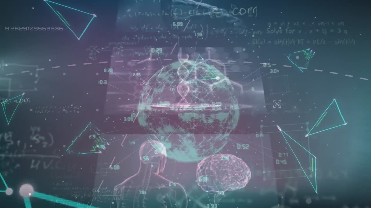 검은 바탕에 화면, 지구와 모양으로 데이터 처리의 애니메이션