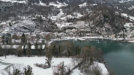 Walensee-Suiza-Alpes-Suizos-Estación-De-Esquí-Con-Un-Hermoso-Lago