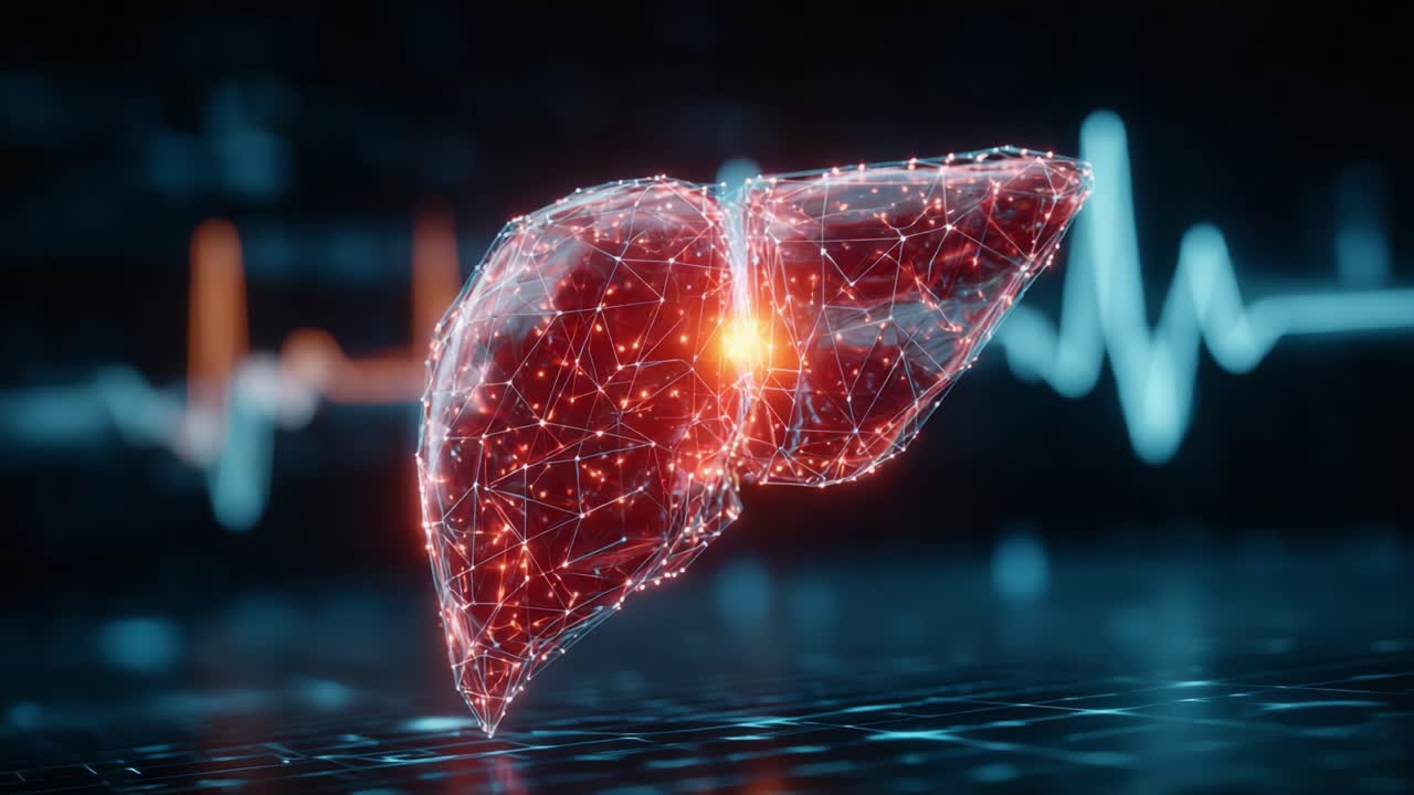 A Stunning Visualization of a Liver: This Animated Sequence Showcases the Liver's Structure and Function, Highlighting Its Importance in Metabolism and Detoxification