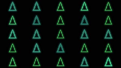 Christmas-trees-pattern-with-neon-pulsing-light-on-black-gradient