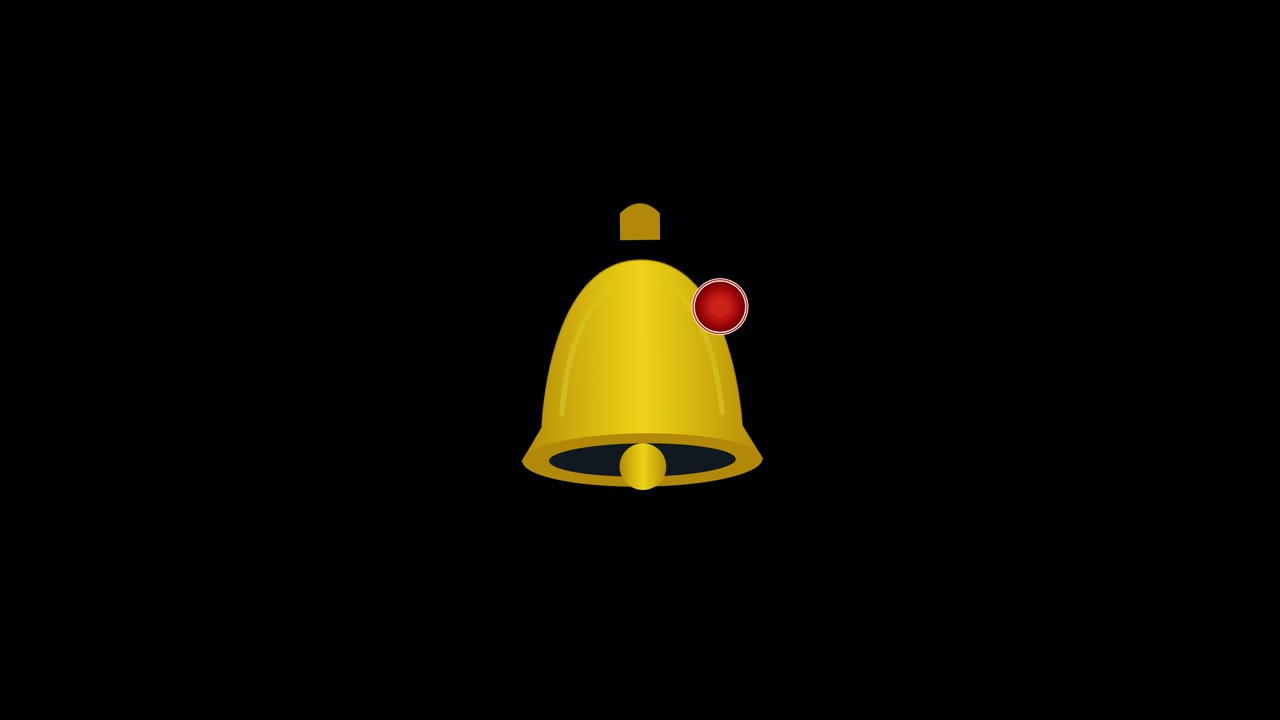 Icona Animata a Campanella di Notifica Dorata su Sfondo Nero