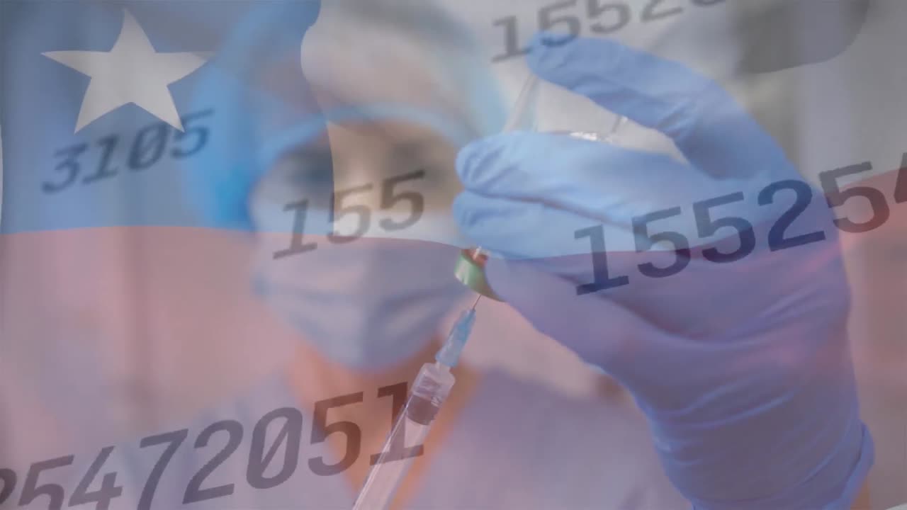 칠레의 발의 애니메이션과 백인 여성 의사에 대한 데이터 처리