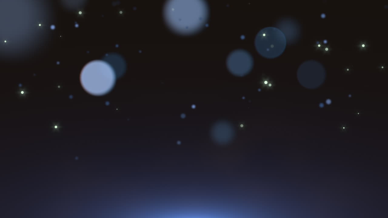 Premium stock video - Motion and fly blue particles and round bokeh on ...