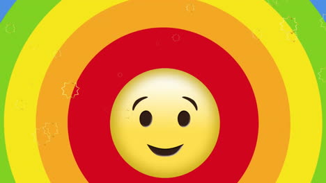 emoji de guiño de animación con burbuja de habla moviéndose sobre el fondo de color arco iris