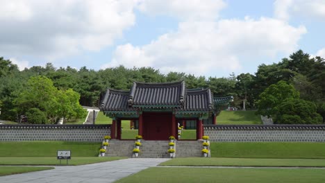 magnificent landscape of the korean tomb of seven hundred patriots in geumsan south korea - wide shot