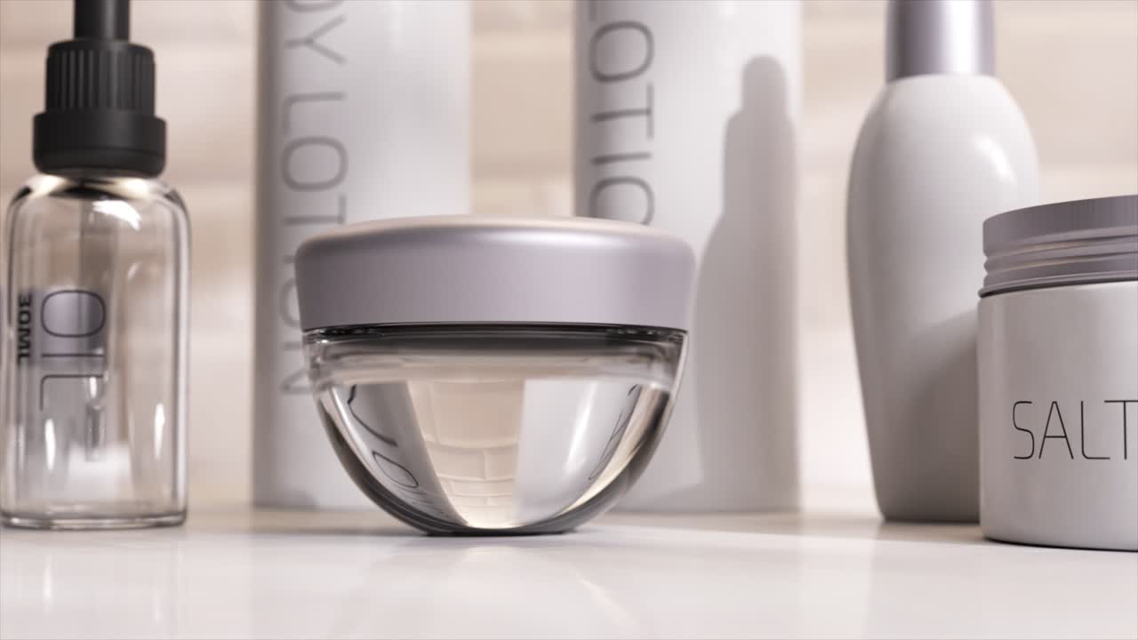 현대적인 피부 관리 및 화장품 전시