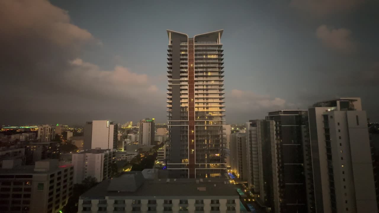 Twilight Tall apartment building Perth cityscape in East Perth, Adelaide Terrace
