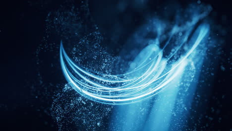 flowing curve and particles background, 3d rendering.