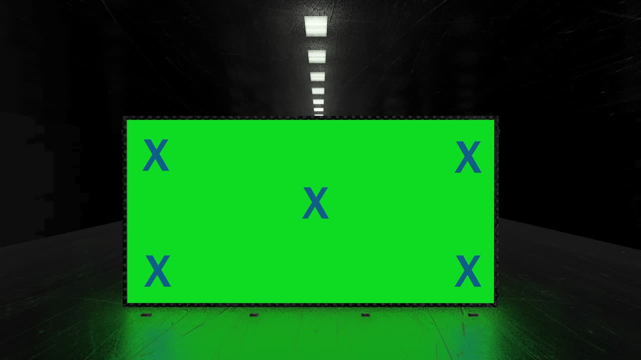 추상적인 크리에이티브 터널 및 그린 스크린 알파 채널 광고판 모형: 네온, 파란색 보라색 led 바 및 기술, sf, 미래의 사이버 크, 빈 프레임으로 3d 렌더링