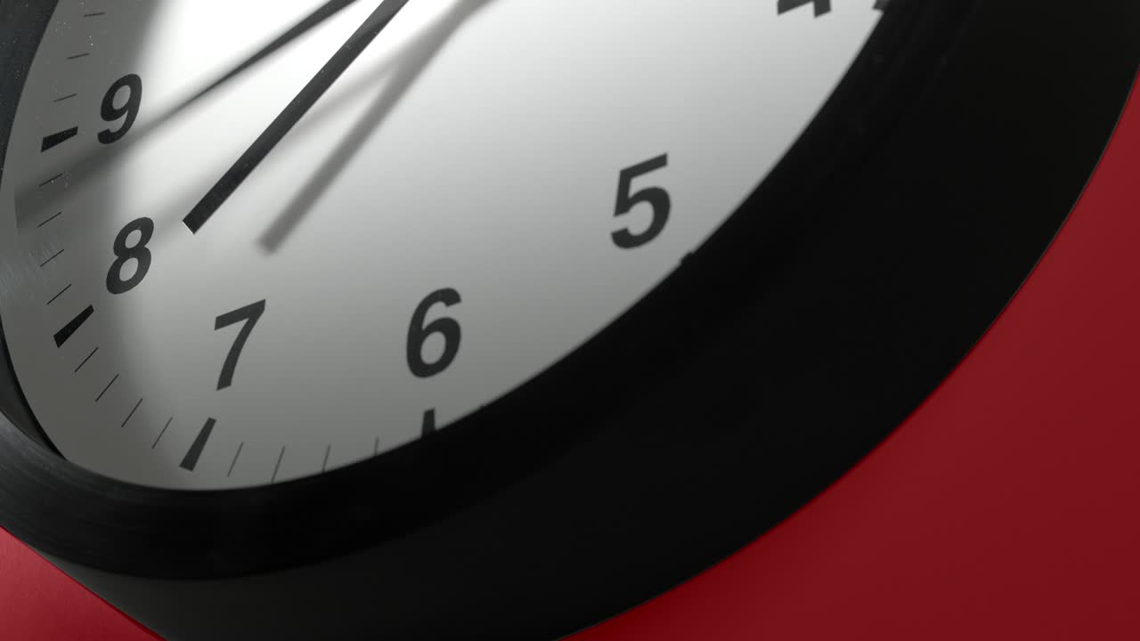 Clock Face on Burgundy Cherry Red Wall in Time Lapse