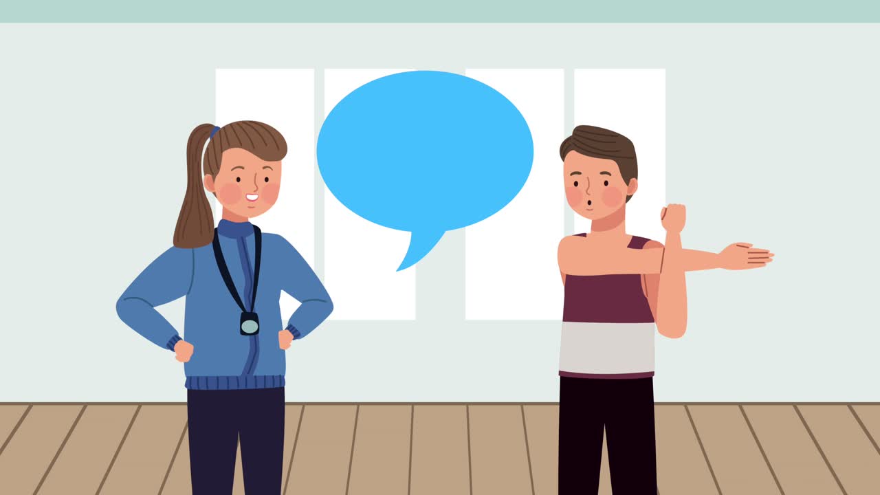 female coach sport character animation