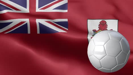 flag of bermuda and soccer ball - bermuda flag high detail - national flag bermuda wave pattern loopable elements - fabric texture and endless loop - soccer ball and flag