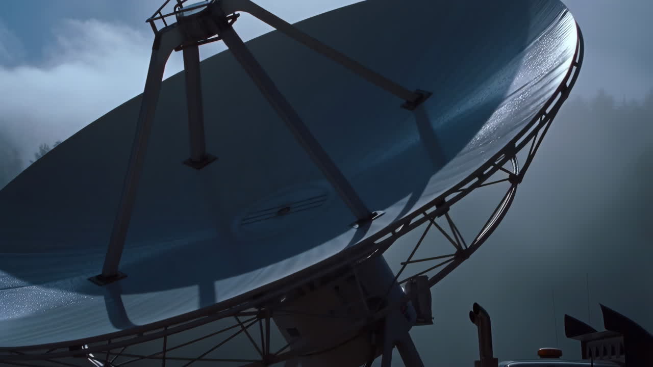 Large Satellite Dish and Vehicle at a Scientific Observatory