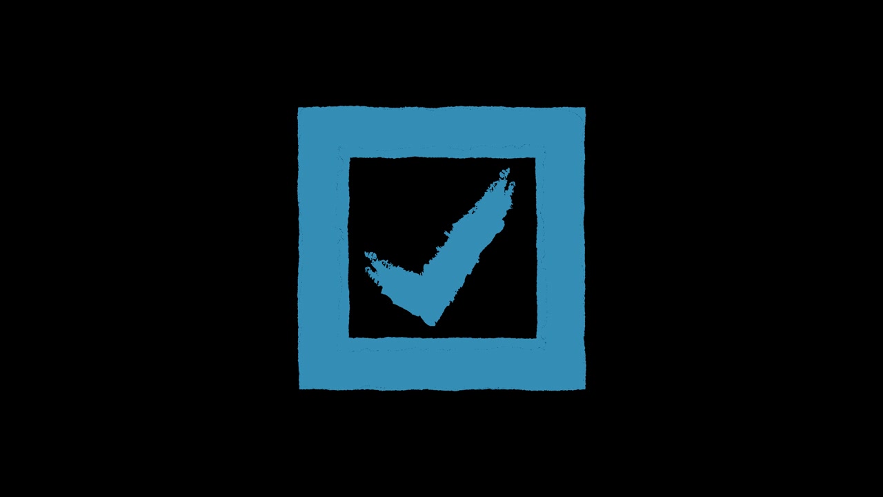 Blue Hand-Drawn Check Mark in Square