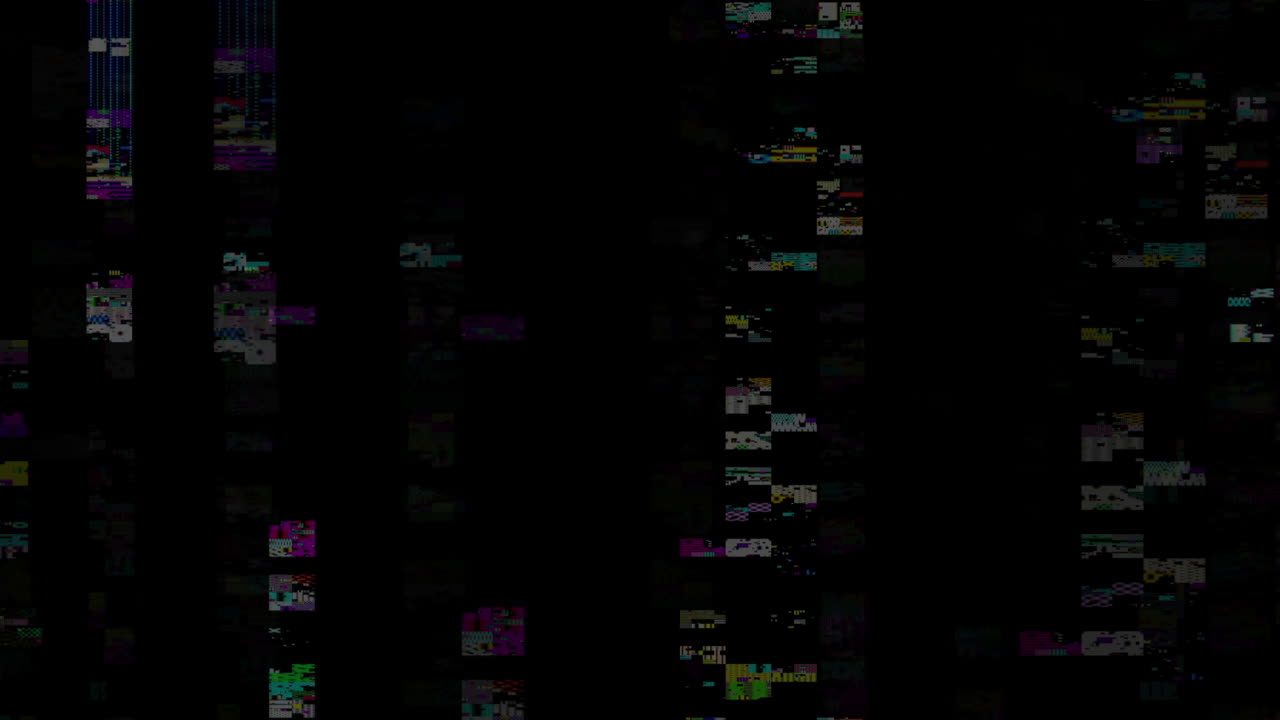 Abstract Digital Glitch Lines Moving on Black Background