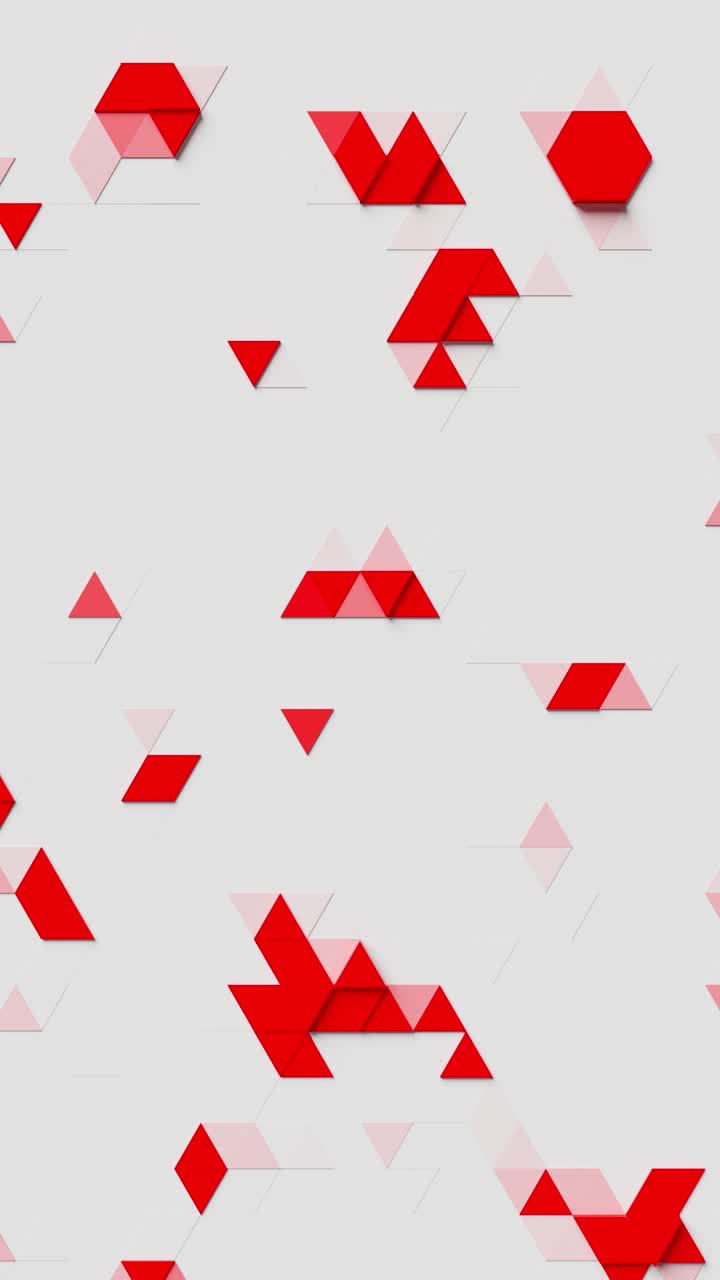 A pattern of red and clear triangles on a white background. Vertical looped animation
