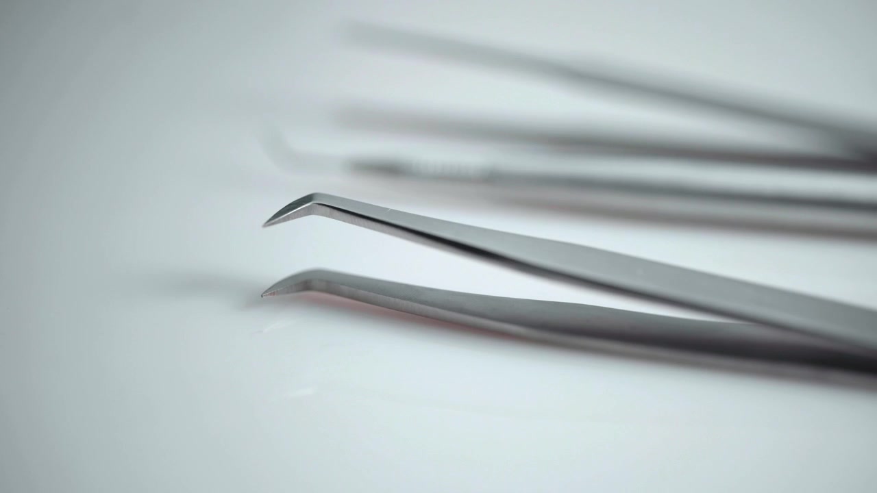 Closeup Shot Of Tweezers Used For Applying Fake Lashes, Beauticians Tools