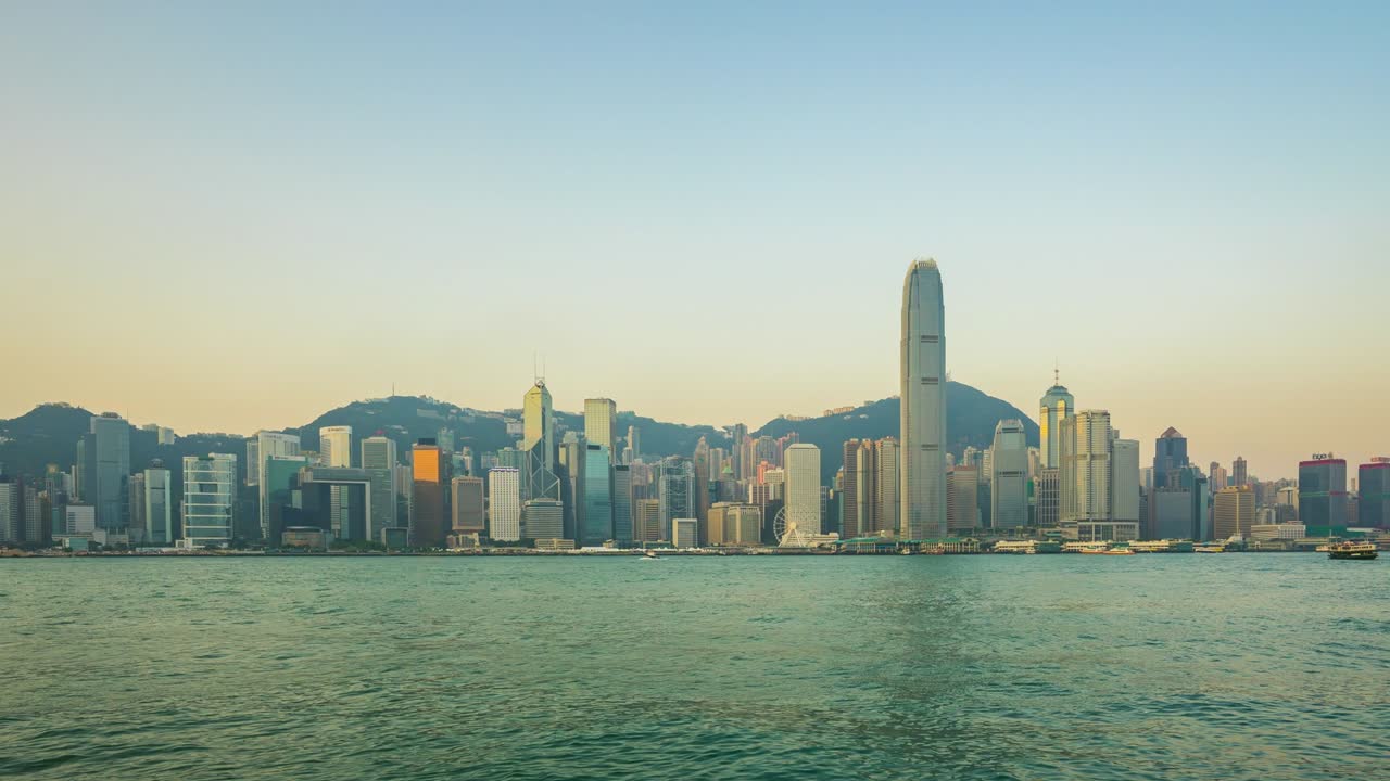 vídeo timelapse del horizonte de la ciudad de hong kong con vista al puerto de victoria timelapse 4k