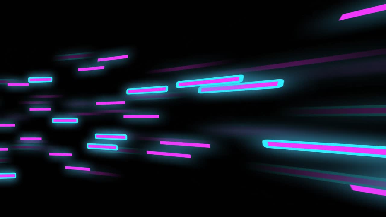 Animation von leuchtenden Lichtspuren der Datenübertragung vor schwarzem Hintergrund