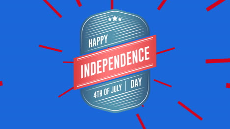 animation of 4th of july text on american flag colours on blue background