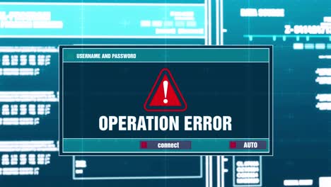 operation error warning notification generated on digital system security alert error message on