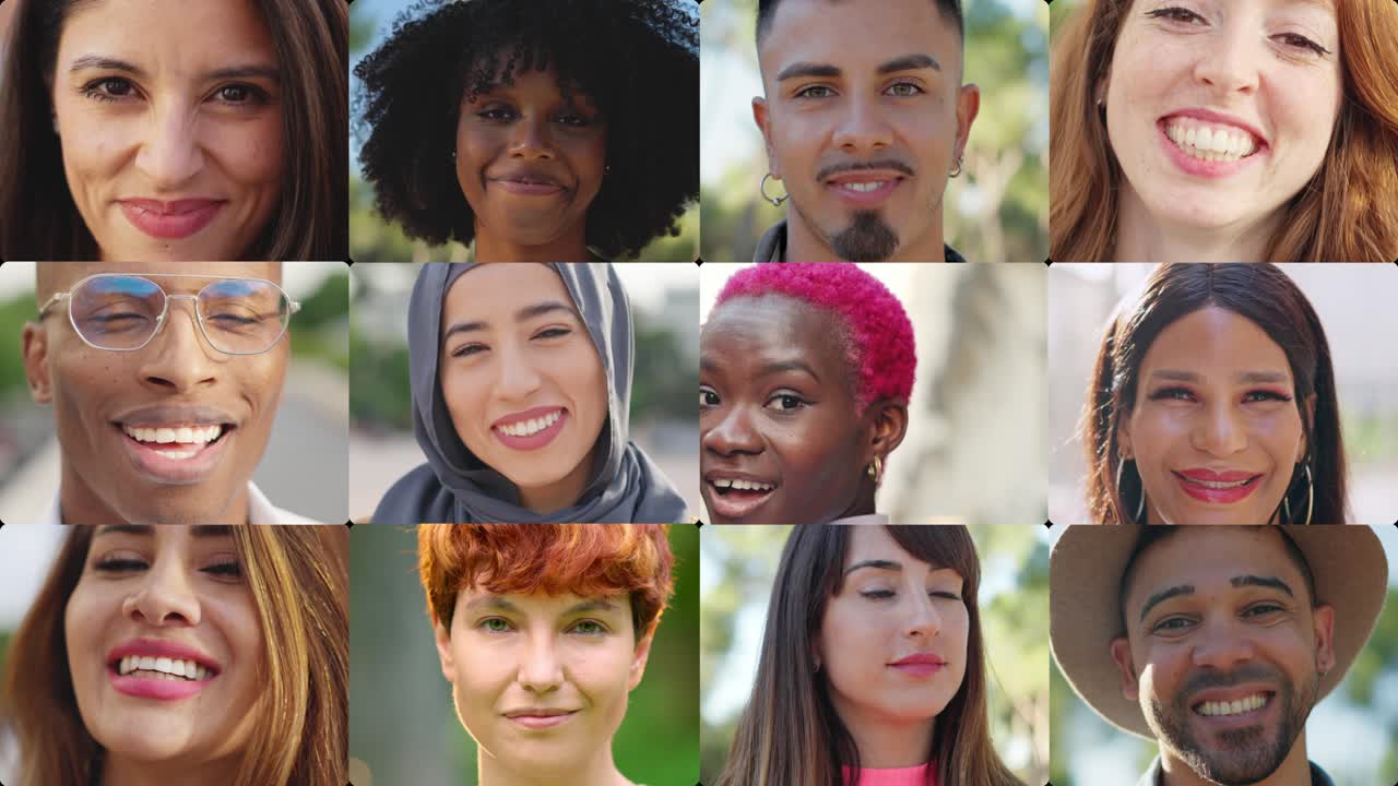 웃는 사람들의 다양한 그룹